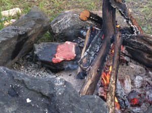Steak cooked on a rock... 