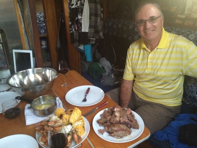 Surf 'n' turf on the boat
