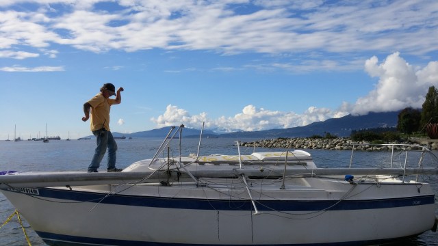 Our neighbour celebrating on the new boat